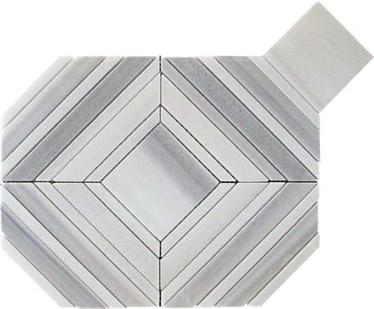 Sample-Cloud Gray 9x11 Polished Equator Marble Mosaic tile (5 pack, 3.53 sq ft/case)