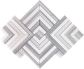Fossil gray 10x10 polished Thassos marble mosaic tile with geometric diamond pattern
