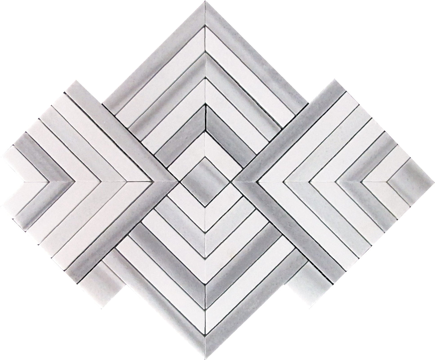 Sample - Fossil Gray 10x10 Polished Equator, Thassos Marble Mosaic tile (5 pack, 3.47 sq ft/case)