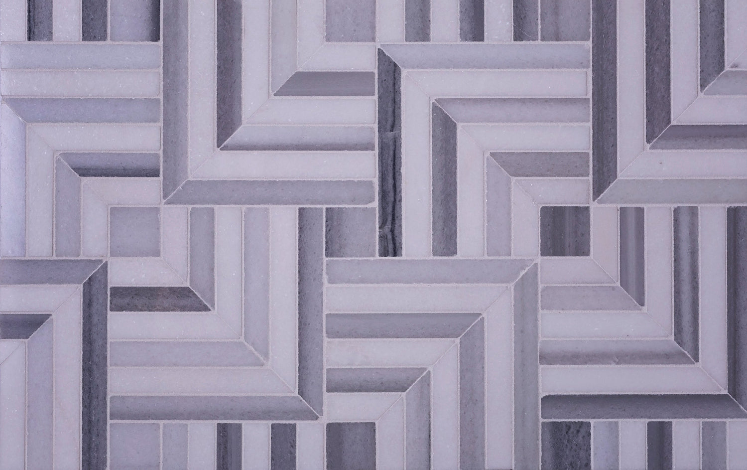 Sample - Fossil Gray 10x10 Polished Equator, Thassos Marble Mosaic tile (5 pack, 3.47 sq ft/case)