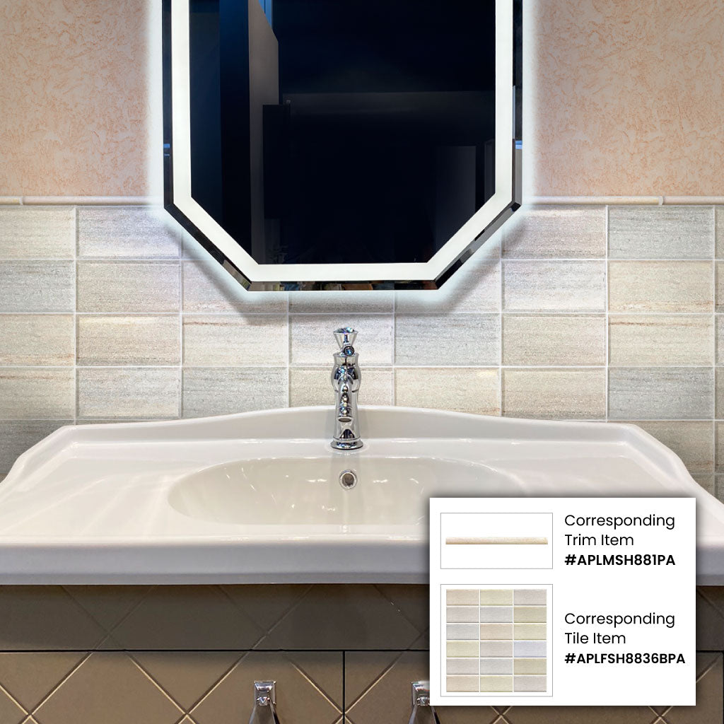 Wooden Beige 3x6 Polished Beveled Subway Marble Tile (40 pack, 5 sq ft/case) - Sample