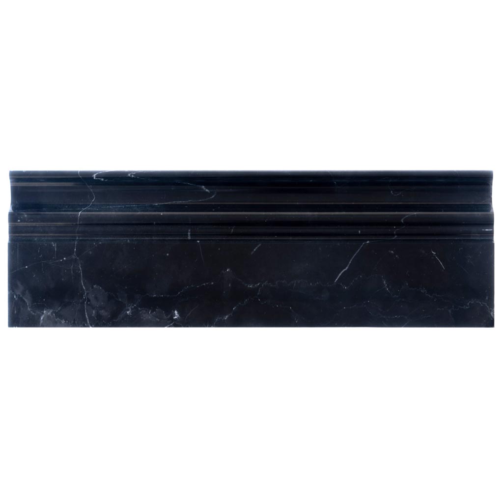 Black 4x12 Marble Polished Baseboard Tile Trim (10 pack, 3.33 sq ft/case) - Sample