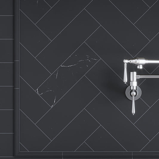 Black 4x12 Honed Subway Marble Tile (15 pack, 5 sq ft/case)
