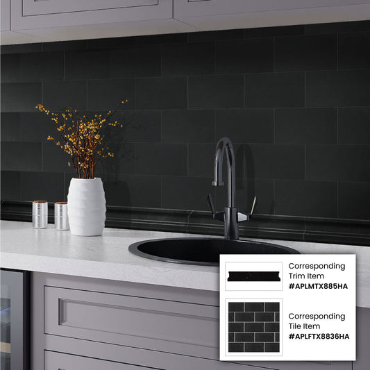 Black 2x12 Honed Marble Chair Rail Tile Trim (10 pack, 1.667 sq ft/case) - Sample