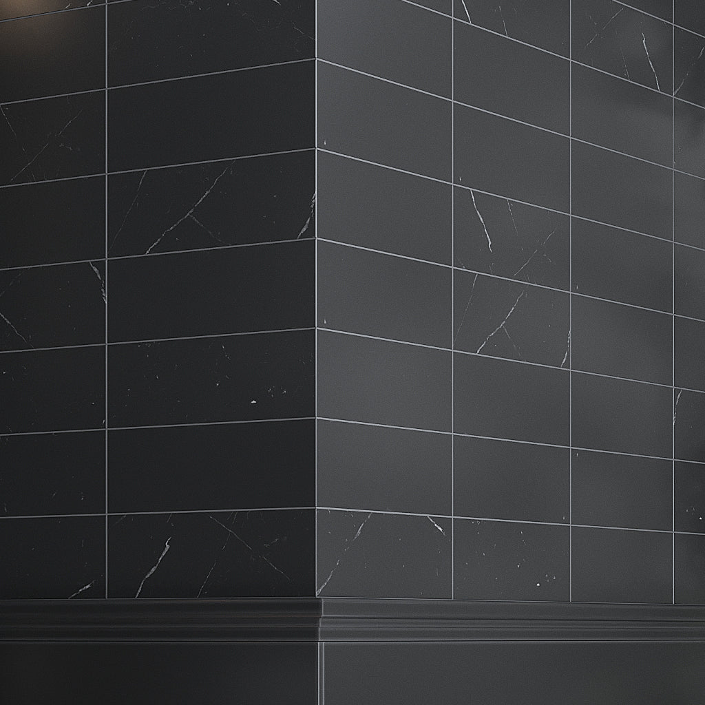 Black 4x12 Polished Subway Marble Tile (15 pack, 5 sq ft/case)