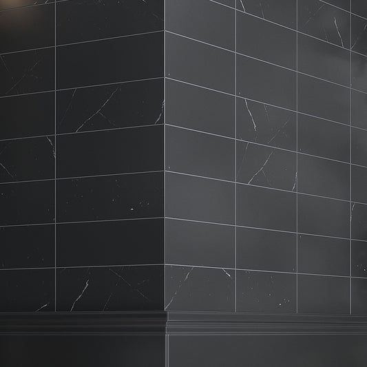 Black 4x12 Polished Subway Marble Tile (15 pack, 5 sq ft/case)
