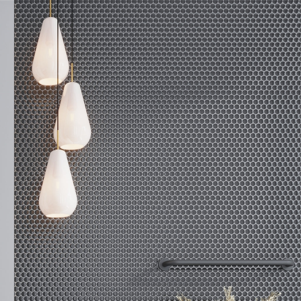 Black 12x12 Glossy Penny Round Porcelain Mosaic Tile (10 pack, 9.87 sq ft/case)