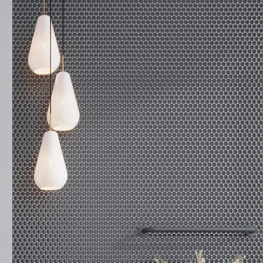 Black 12x12 Glossy Penny Round Porcelain Mosaic Tile (10 pack, 9.87 sq ft/case)