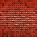 Glossy rose red 12x12 glass mosaic tile sheet with small square tiles for wall and floor applications