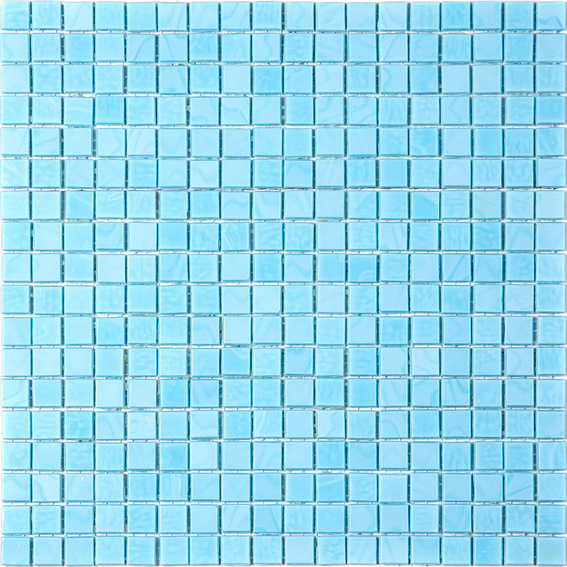 20-pack Skosh 11.6 in. x 11.6 in. Glossy Sky Blue Glass Mosaic Wall and Floor Tile (18.69 sq ft/case) - Sample