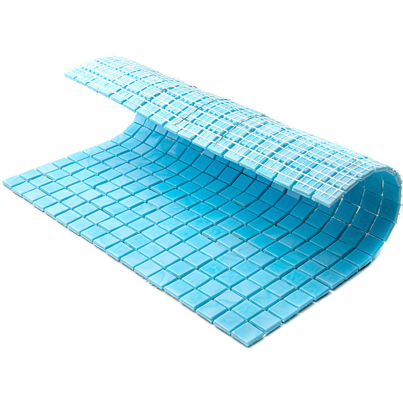 20-pack Skosh 11.6 in. x 11.6 in. Glossy Sky Blue Glass Mosaic Wall and Floor Tile (18.69 sq ft/case) - Sample