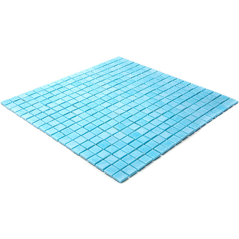 20-pack Skosh 11.6 in. x 11.6 in. Glossy Sky Blue Glass Mosaic Wall and Floor Tile (18.69 sq ft/case) - Sample