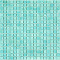 Glossy mint green 12x12 inch glass mosaic tile sheet with small square tiles featuring varied reflective textures