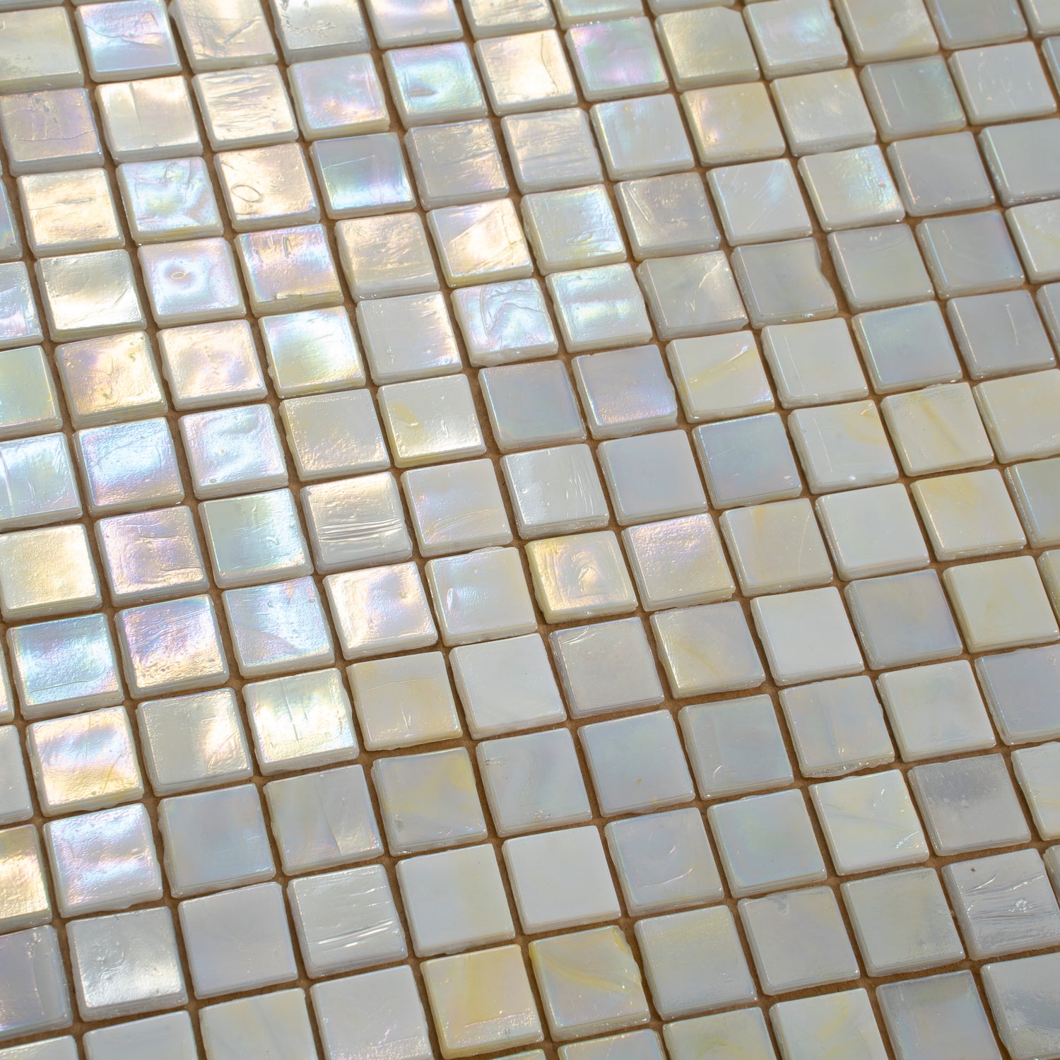 Behr French Beige 12x12 Glossy Uniform Square Glass Mosaic Tile (20 pack, 18.69 sq ft/case) - Sample