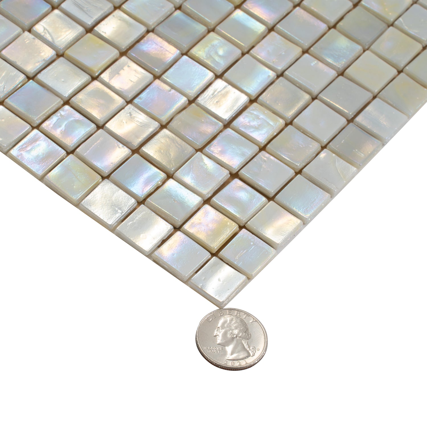 Behr French Beige 12x12 Glossy Uniform Square Glass Mosaic Tile (20 pack, 18.69 sq ft/case) - Sample