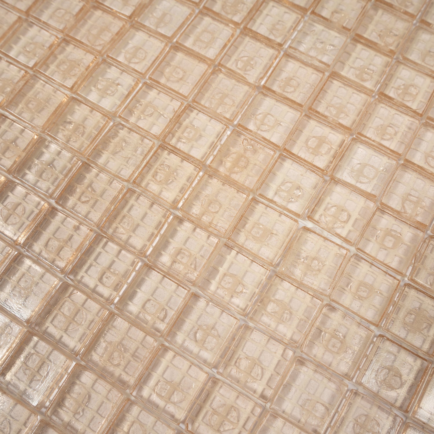 Sample - Light Fawn Beige 12x12 Glossy Uniform Square Glass Mosaic Tile (20 pack, 18.69 sq ft/case)