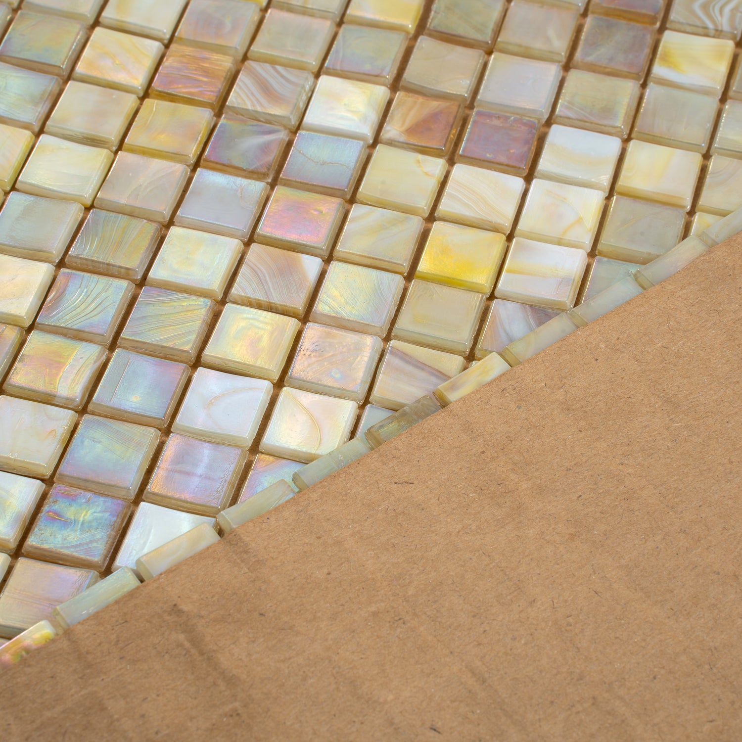 Bisque Beige 12x12 Glossy Uniform Square Glass Mosaic Tile (20 pack, 18.69 sq ft/case) - Sample
