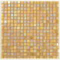 Glossy light shimmer beige 12x12 glass mosaic tiles with iridescent square pattern