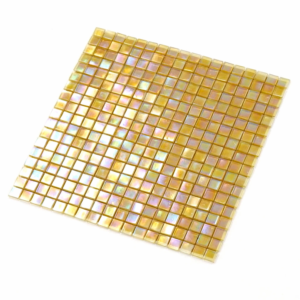 Light Shimmer Beige 12x12 Glossy Uniform Square Glass Mosaic Tile (20 pack, 18.69 sq ft/case)