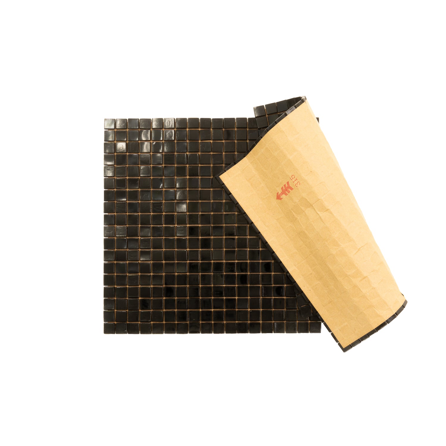 Rich Black 12x12 Glossy Uniform Square Glass Mosaic Tile (20 pack, 18.69 sq ft/case) - Sample