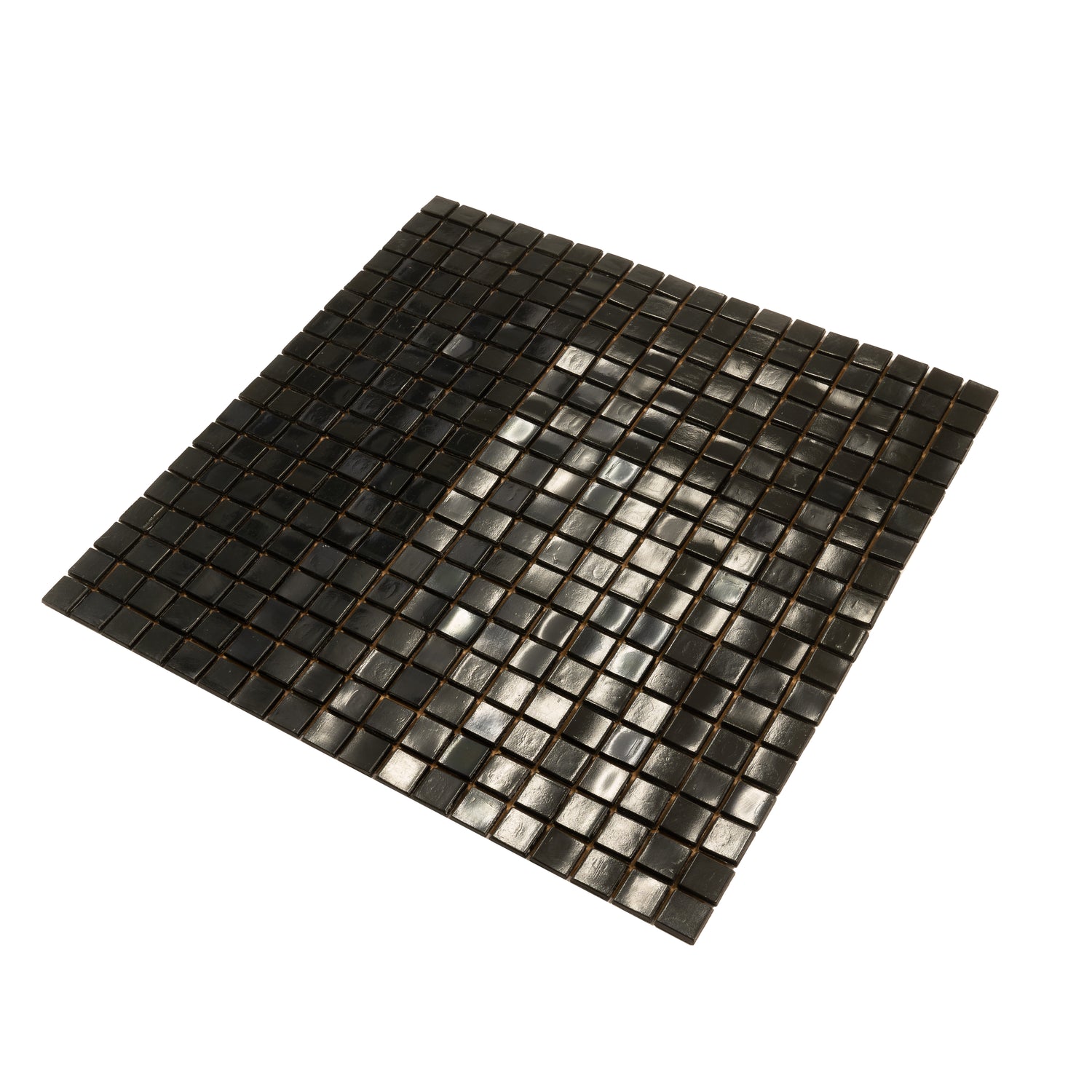 Rich Black 12x12 Glossy Uniform Square Glass Mosaic Tile (20 pack, 18.69 sq ft/case) - Sample