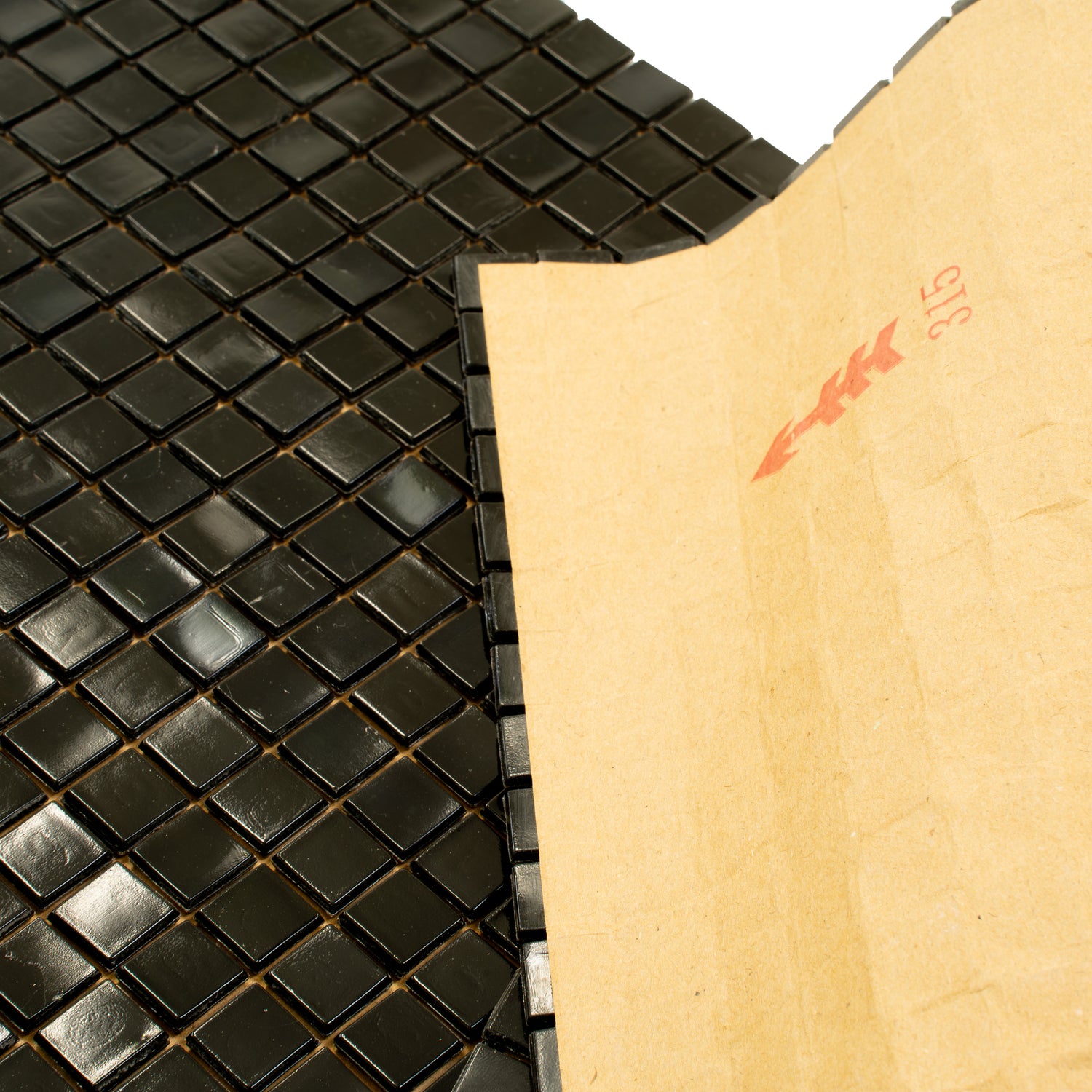 Rich Black 12x12 Glossy Uniform Square Glass Mosaic Tile (20 pack, 18.69 sq ft/case) - Sample
