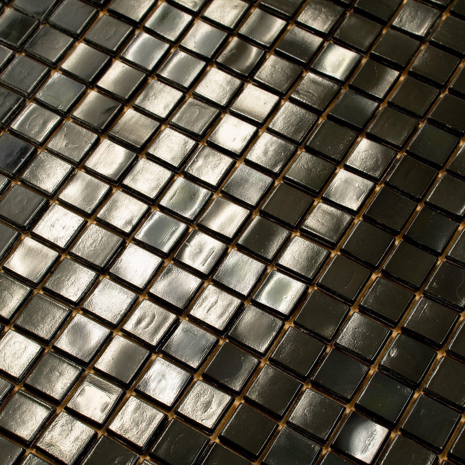 Rich Black 12x12 Glossy Uniform Square Glass Mosaic Tile (20 pack, 18.69 sq ft/case) - Sample