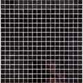 Glossy black 12x12 square glass mosaic tile sheet with white grout lines for wall and floor use