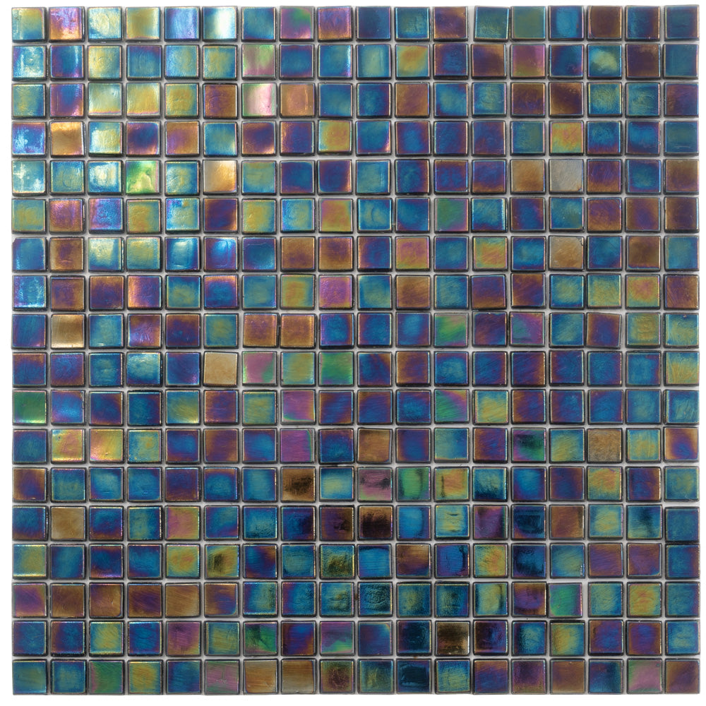 20-pack Skosh 11.6 in. x 11.6 in. Glossy Shimmer Multi Blue Glass Mosaic Wall and Floor Tile (18.69 sq ft/case) - Sample