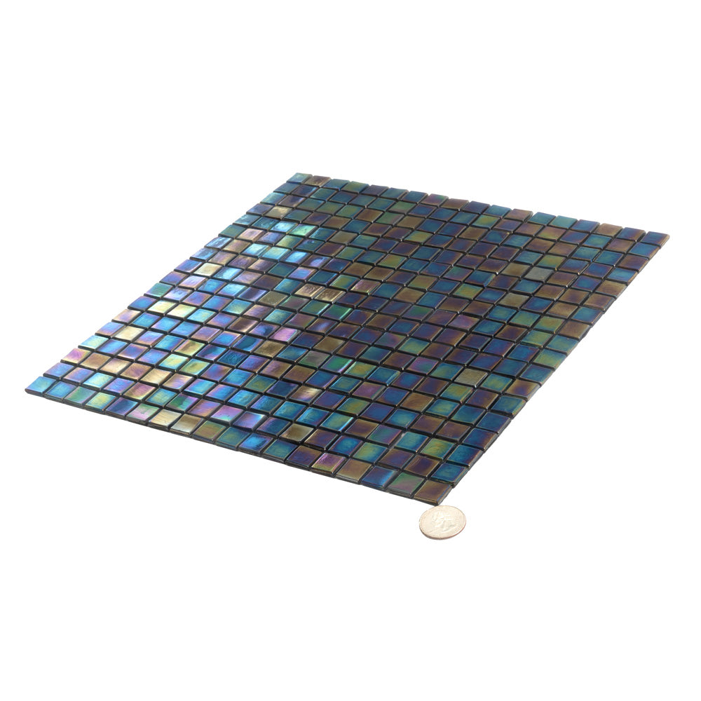 20-pack Skosh 11.6 in. x 11.6 in. Glossy Shimmer Multi Blue Glass Mosaic Wall and Floor Tile (18.69 sq ft/case) - Sample