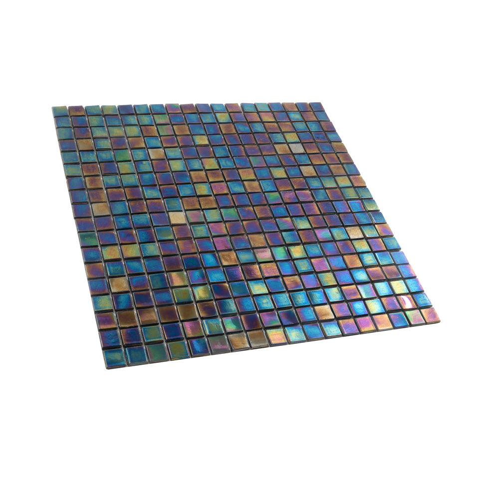 20-pack Skosh 11.6 in. x 11.6 in. Glossy Shimmer Multi Blue Glass Mosaic Wall and Floor Tile (18.69 sq ft/case) - Sample