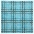 Glossy sky blue 12x12 inch square glass mosaic tile sheet with uniform small tiles