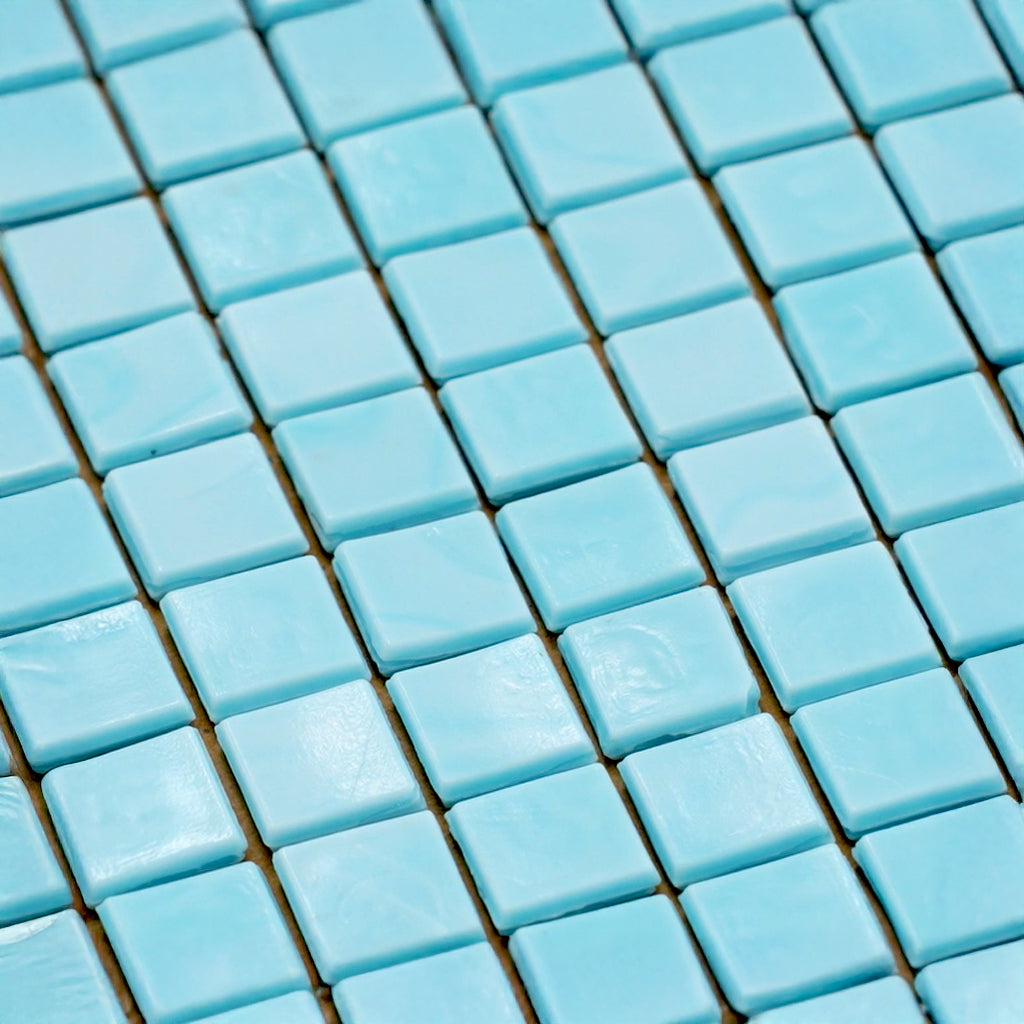 Sky Blue 12x12 Glossy Uniform Square Glass Mosaic Tile (20 pack, 18.69 sq ft/case) - Sample