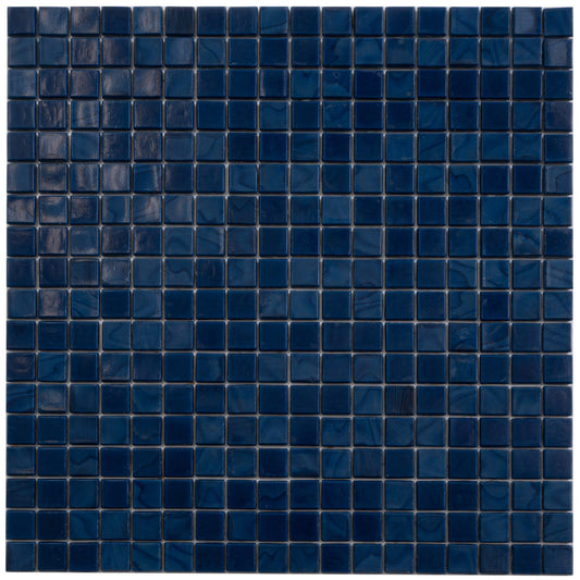 Navy Blue 12x12 Glossy Uniform Square Glass Mosaic Tile (10 pack, 9.34 sq ft/case) - Sample