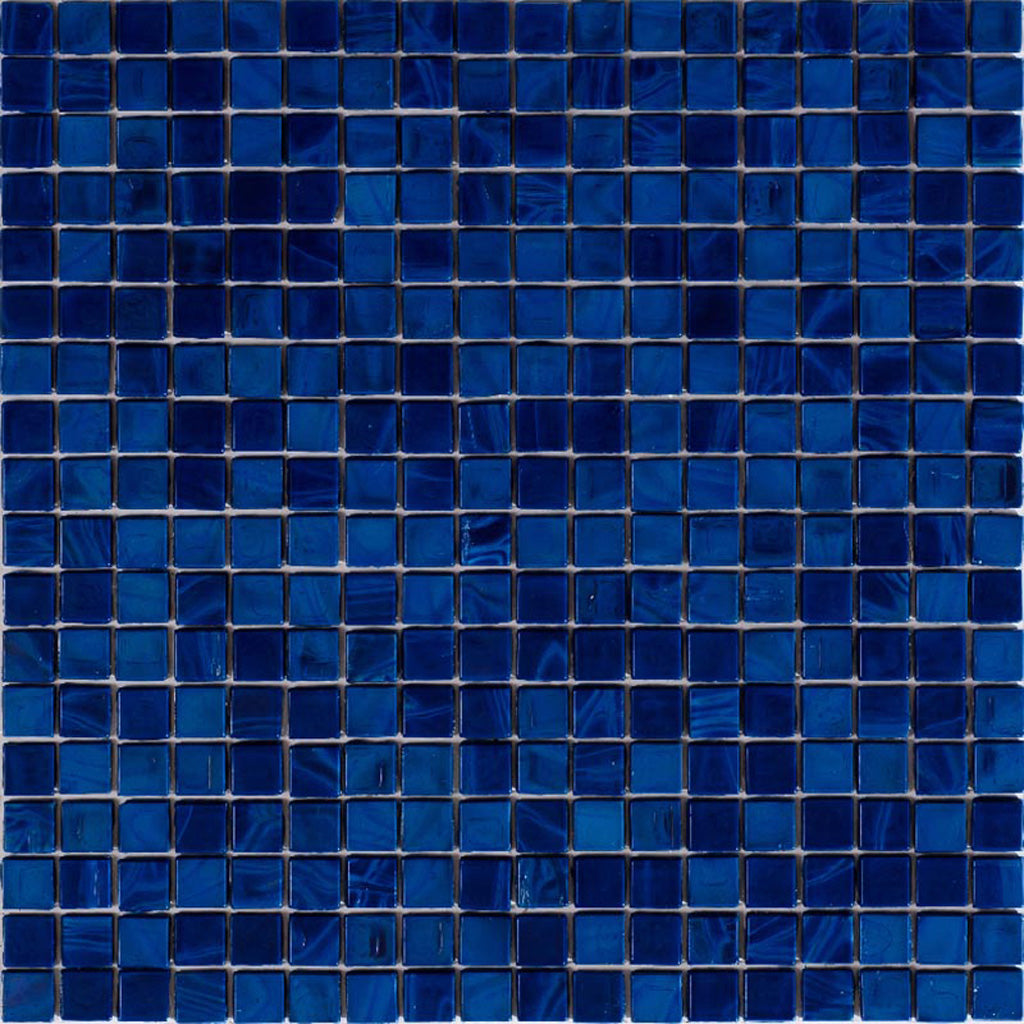 Navy Blue Glossy Glass Mosaic Tile