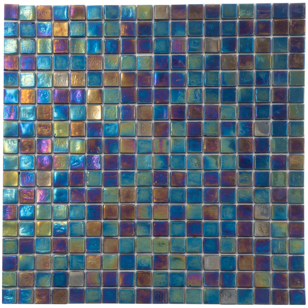 20-pack Skosh 11.6 in. x 11.6 in. Glossy Dark Shimmer Multi Blue Glass Mosaic Wall and Floor Tile (18.69 sq ft/case)