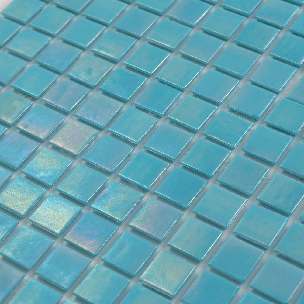 20-pack Nacreous 12 in. x 12 in. Glossy Cyan Blue Glass Mosaic Wall and Floor Tile (20 sq ft/case)