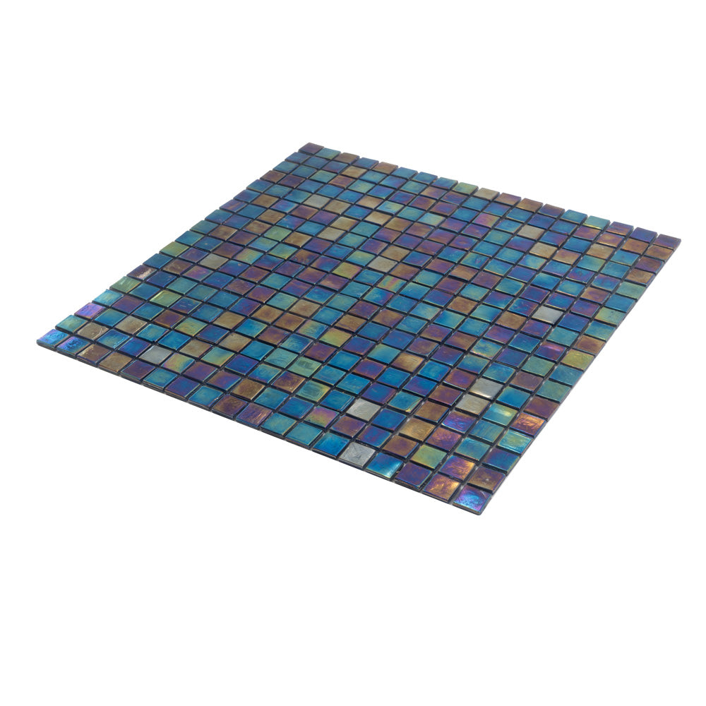 20-pack Skosh 11.6 in. x 11.6 in. Glossy Dark Shimmer Multi Blue Glass Mosaic Wall and Floor Tile (18.69 sq ft/case)