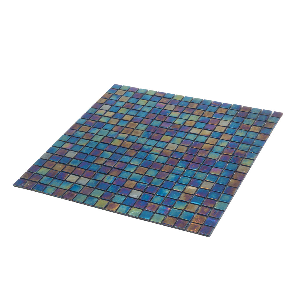 20-pack Skosh 11.6 in. x 11.6 in. Glossy Dark Shimmer Multi Blue Glass Mosaic Wall and Floor Tile (18.69 sq ft/case)