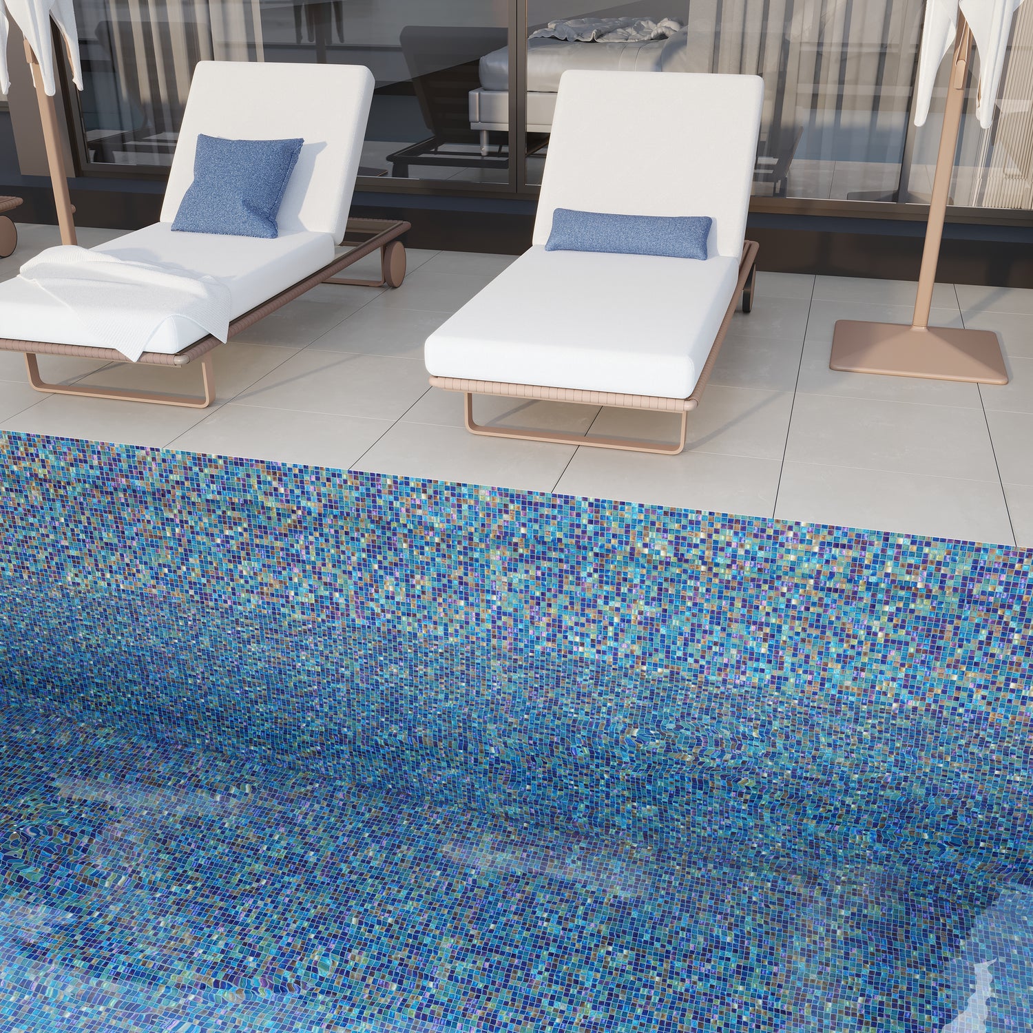 Dark Shimmer Multi Blue 12x12 Glossy Uniform Square Glass Mosaic Tile (20 pack, 18.69 sq ft/case)