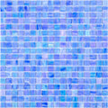 Glossy rainbow blue glass mosaic tiles in 12x12 uniform square pattern showcasing tonal variations