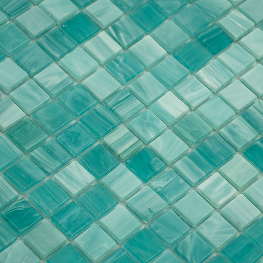 20-pack Skosh 11.6 in. x 11.6 in. Glossy Aqua Green Glass Mosaic Wall and Floor Tile (18.69 sq ft/case)