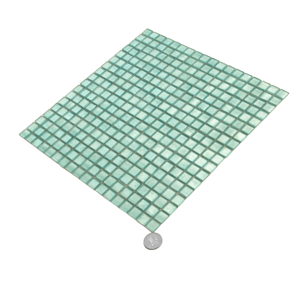 20-pack Skosh 11.6 in. x 11.6 in. Glossy Pine Green Glass Mosaic Wall and Floor Tile (18.69 sq ft/case) - Sample