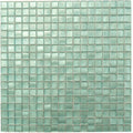 Pine green glossy uniform square glass mosaic tile sheet 12x12 inches with smooth reflective surface