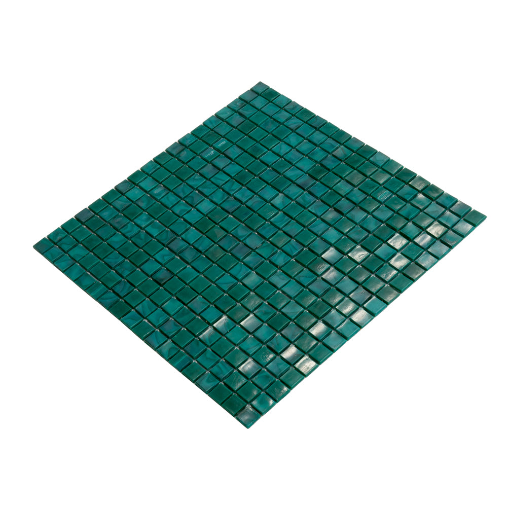 20-pack Skosh 11.6 in. x 11.6 in. Glossy Dark Green Glass Mosaic Wall and Floor Tile (18.69 sq ft/case)