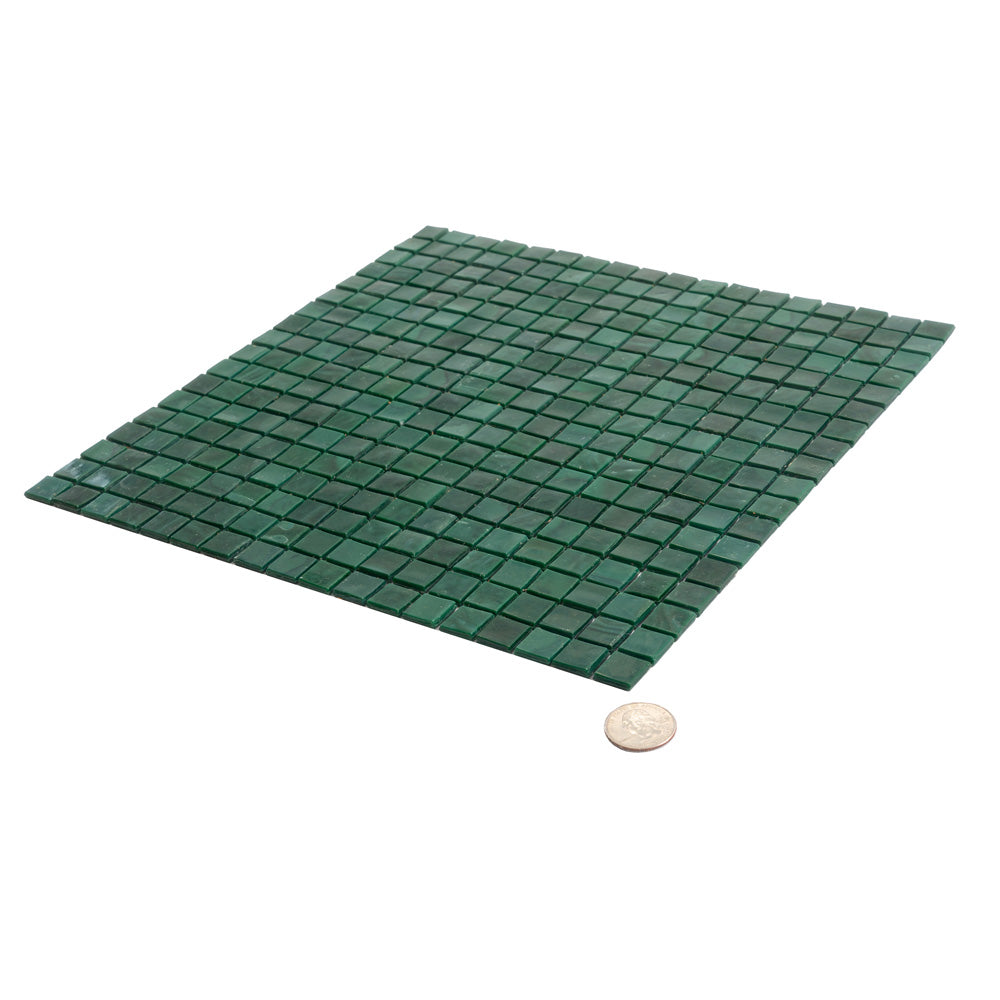 Bottle Green 12x12 Glossy Uniform Square Glass Mosaic Tile (20 pack, 18.69 sq ft/case) - Sample