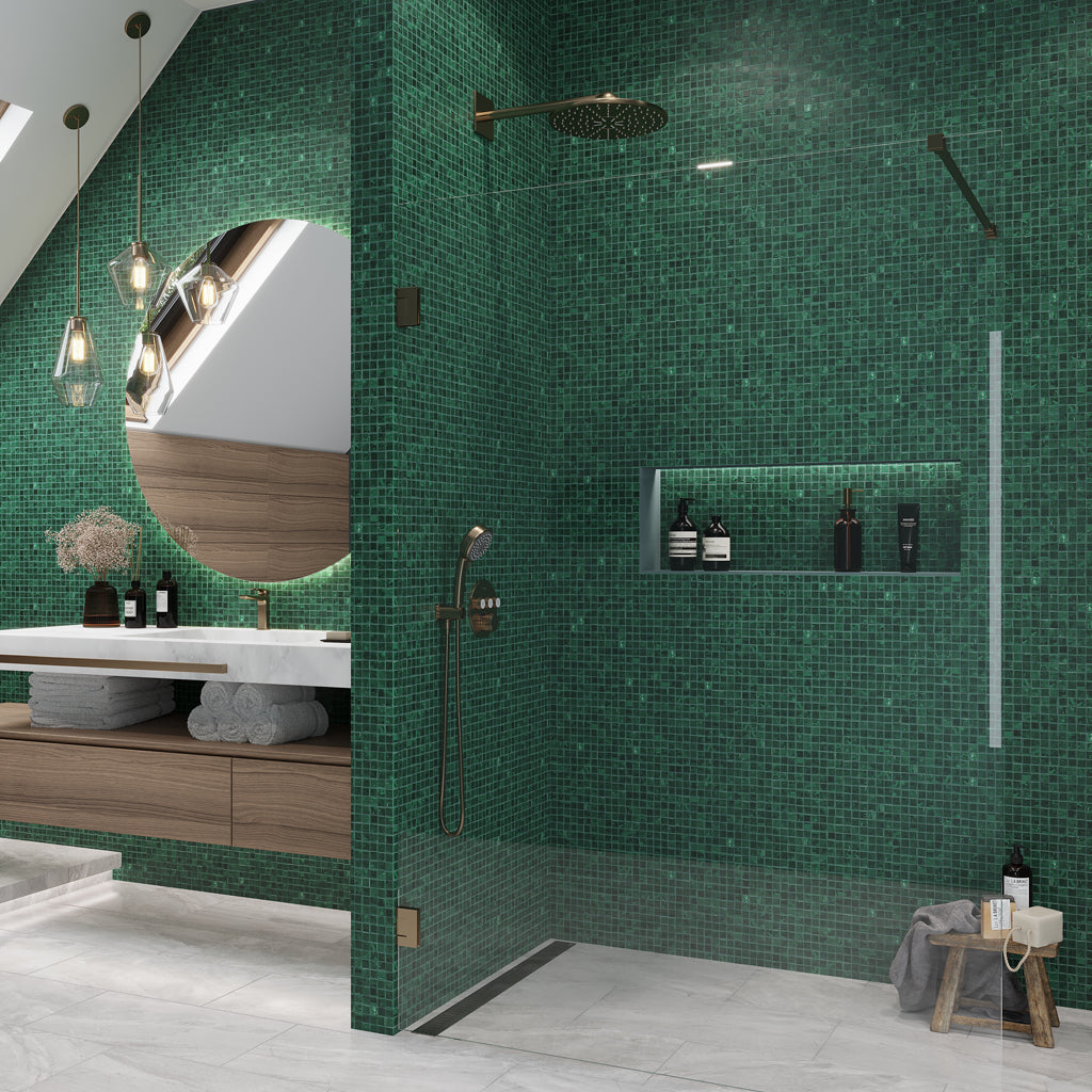 Bottle Green 12x12 Glossy Uniform Square Glass Mosaic Tile (20 pack, 18.69 sq ft/case) - Sample
