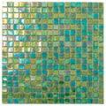 Glossy emerald green glass mosaic tile sheet with iridescent square tiles for wall and floor