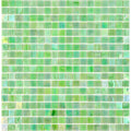 Glossy British Racing Green glass mosaic tiles with small square pieces in varying green shades