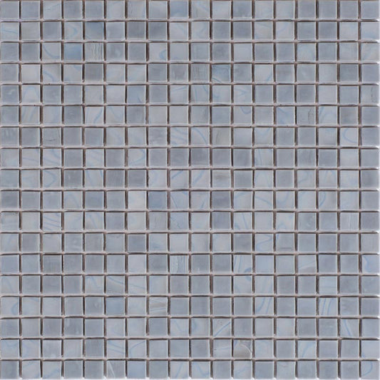 Glossy metal gray 12x12 uniform square glass mosaic tile sheet with smooth finish